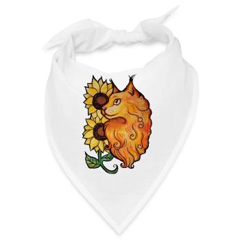 Sonnenblumenkatzen-Studioporträt - Bandana - Weiß - Vorne