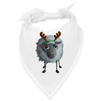 Schaf mit Rentiergeweih - Genervt zu Weihnachten - Bandana - Weiß - Vorne