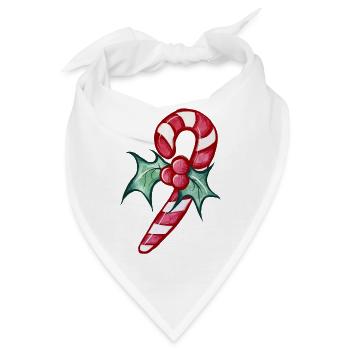 Candy Cane Holly Festliches Thema - Bandana - Weiß - Vorne