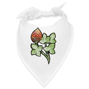 Aquarell Protea mit Kleeblättern - Bandana - Weiß - Vorne