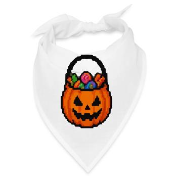 Halloween Kürbis mit Blumenkorb - Bandana - Weiß - Vorne