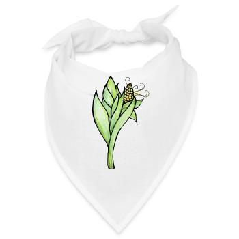 Aquarell-Maispflanzenillustration - Bandana - Weiß - Vorne