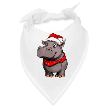 Nilpferde Weihnachten / Weihnachtsmann Hippo - Bandana - Weiß - Vorne