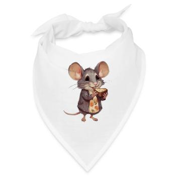 Glückliches Mäuschen mit Schokoladenkeks - Bandana - Weiß - Vorne
