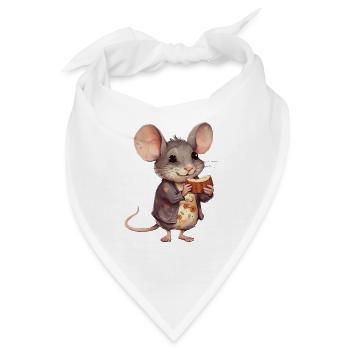 Glückliches Mäuschen mit Schokokeks - Bandana - Weiß - Vorne
