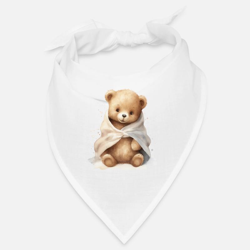 Bébé ours avec serviette, peint à la main Bandana