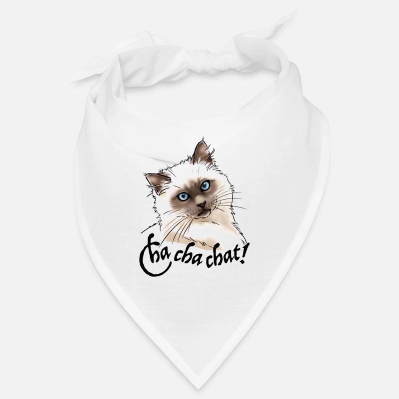 chat birman "Cha cha chat" (texte noir). - Bandana - blanc