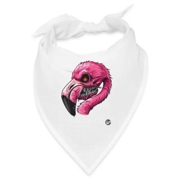 Flamingo-Zombie: pinker Totenkopf Flamingo - Bandana - Weiß - Vorne