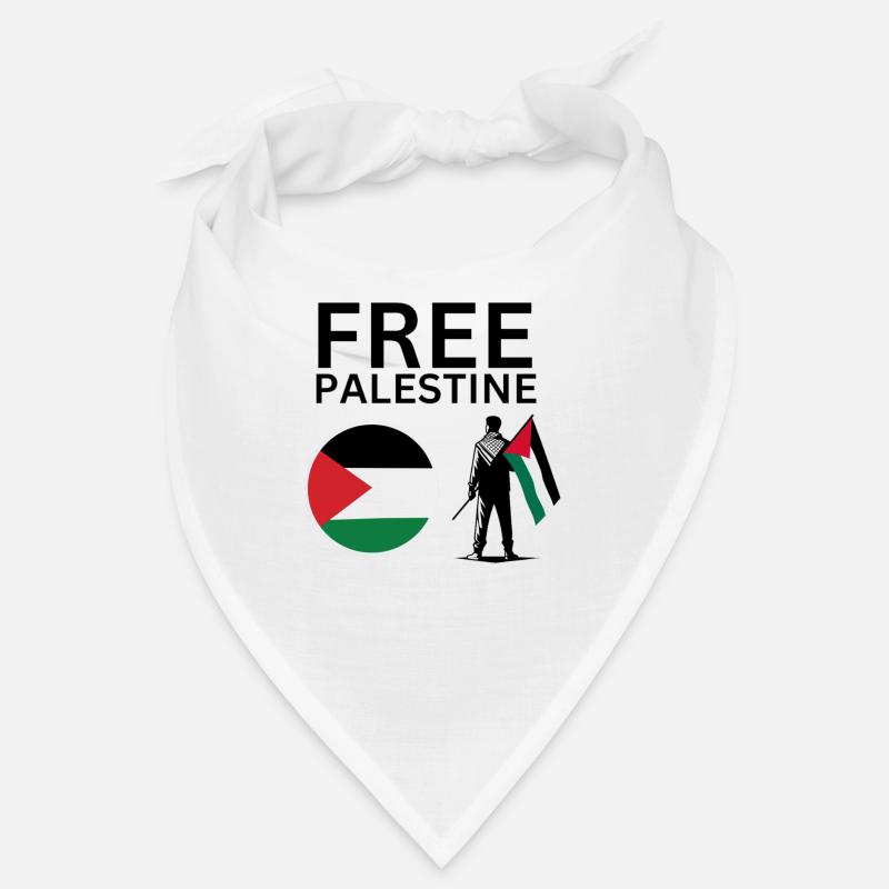 Palestine libre | Mec avec drapeau de la Palestine - Bandana - blanc