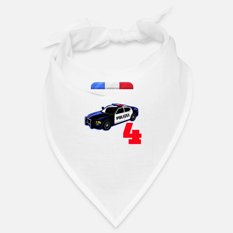 4 Geburtstag Polizei Polizeiauto Junge Geschenk - Bandana - Weiß