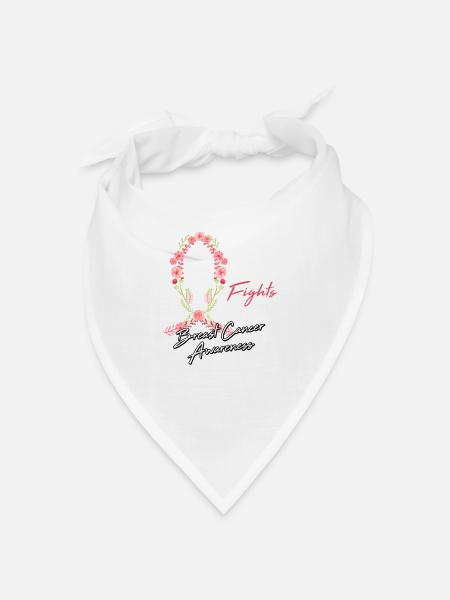 Cadeau de chimio de combat de fleur de ruban de cancer du sein - Bandana - blanc