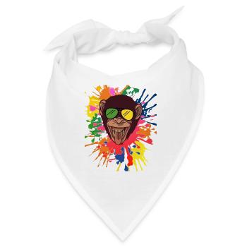 Cooler Shimpanse mit Sonnenbrille bunte Farben - Bandana - Weiß - Vorne
