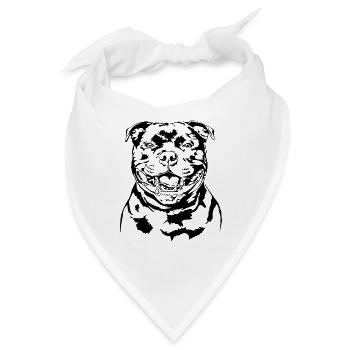 STAFFORDSHIRE BULLTERRIER Hundeportrait Wilsigns - Bandana - Weiß - Vorne