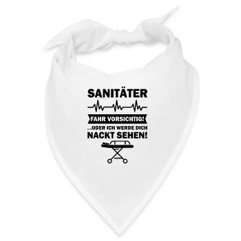 Sanitäter Puls Geschenk Notarzt Krankenwagen - Bandana - Weiß - Vorne