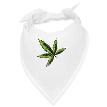 Cannabis Blatt Hanf - Bandana - Weiß - Vorne