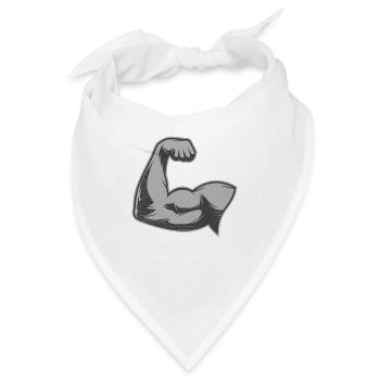Arm Muskel - Bandana - Weiß - Vorne