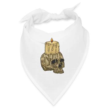 Totenkopf Kerze - Bandana - Weiß - Vorne
