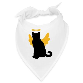 Katze mit Engelsflügel und Heiligenschein - Bandana - Weiß - Vorne