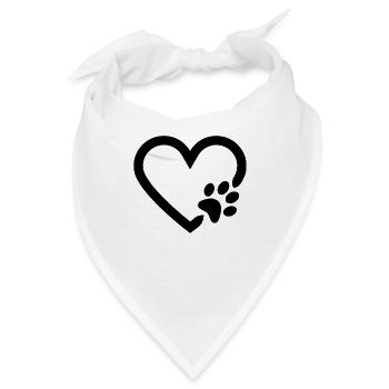 Hundepfote mit Herz - Bandana - Weiß - Vorne