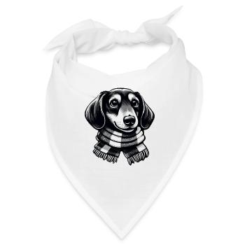 Dackel mit Schal - Bandana - Weiß - Vorne