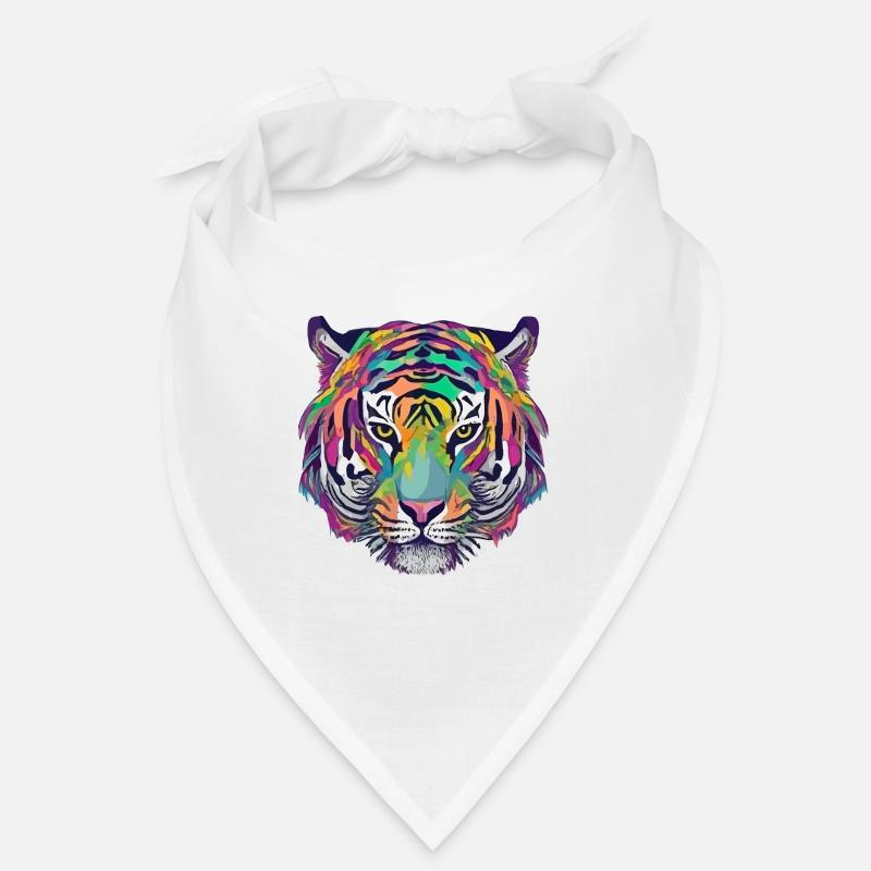 Tiger Kopf Graphic Tee Illustration Art Comic - Bandana - Weiß