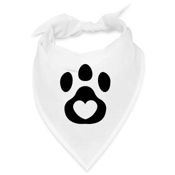 Pfotenabdruck Tierliebe Tierfreund Geschenkidee - Bandana - Weiß - Vorne
