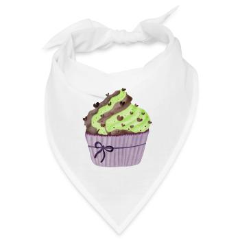 Cupcake mit Pistazie und Schokolade - Bandana - Weiß - Vorne