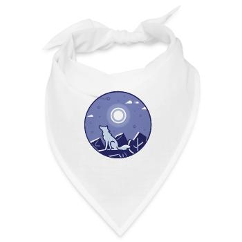 Wolf und Vollmond - Bandana - Weiß - Vorne