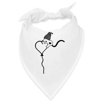 Maus Mäuschen auf Herz Luftballon - Bandana - Weiß - Vorne