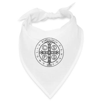 Religiöse katholische St. Benedikt-Medaille | Christlich - Bandana - Weiß - Vorne