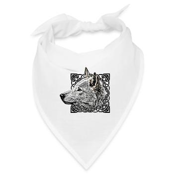 Wolf, grau - Bandana - Weiß - Vorne