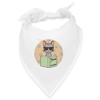 Niedliche graue Katze mit Brille - Bandana - Weiß - Vorne