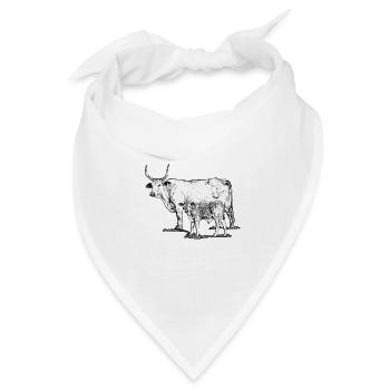Kuh mit Kalb - Bandana - Weiß - Vorne
