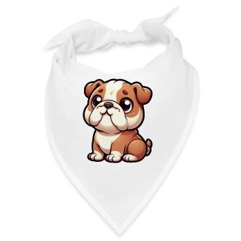 Bulldogge - Welpe - Bandana - Weiß - Vorne