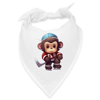 Affe spielt Eishockey, Sportliches Tierdesign - Bandana - Weiß - Vorne