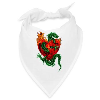 Feuer Herz Drache Tatoo / Fire Heart Dragon Tattoo - Bandana - Weiß - Vorne