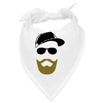 Gesicht mit Bart - Bandana - Weiß - Vorne
