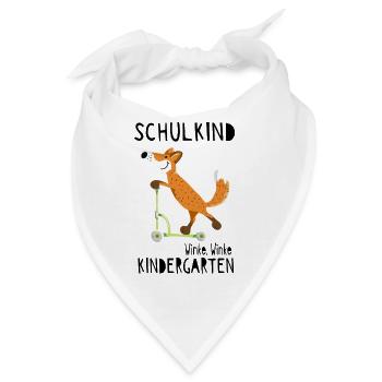 Schulkind und winke Kindergarten - Einschulung - Bandana - Weiß - Vorne