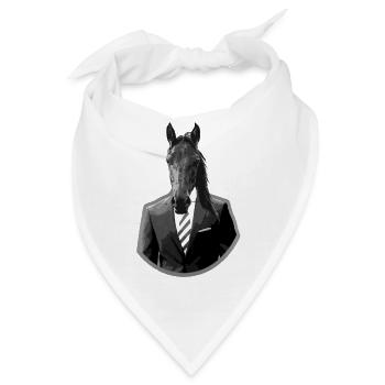 Pferd im Anzug - Bandana - Weiß - Vorne