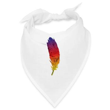 Bunte Pfauenfeder - Bandana - Weiß - Vorne