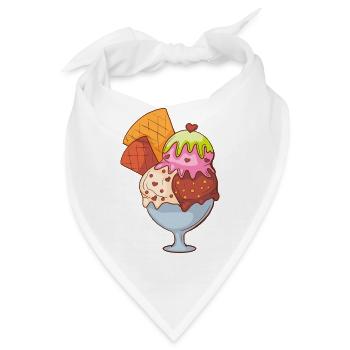 Eis Speiseeis Eiskrem Eiscreme Kugeleis Eisbecher - Bandana - Weiß - Vorne