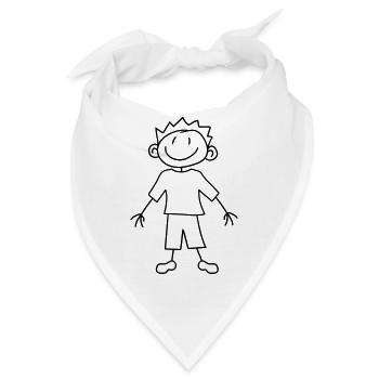 gemalt kind kritzel comic cartoon junge mann cool - Bandana - Weiß - Vorne