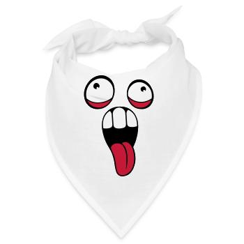 verrueckt gesicht kopf augen zunge mund rausstreck - Bandana - Weiß - Vorne