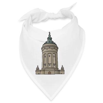 Wasserturm Mannheim c - Bandana - Weiß - Vorne