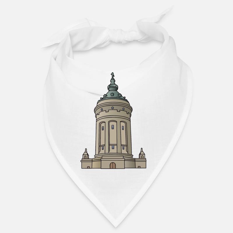 Wasserturm Mannheim c - Bandana - Weiß