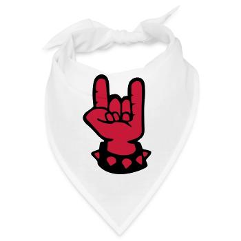 berührt hand fork sign devil metal music anime fun - Bandana - Weiß - Vorne