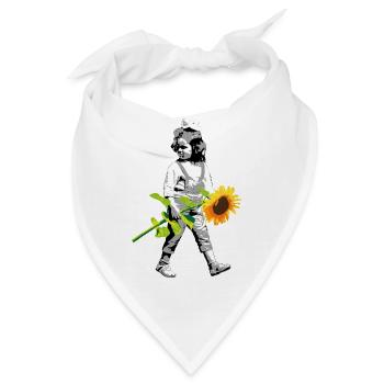 Blumenkind | Mädchen mit Sonnenblume - Bandana - Weiß - Vorne