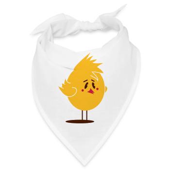 lustiges Küken mit Irokesen Frisur - Bandana - Weiß - Vorne