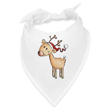 Niedliches Nikolaus Rentier - Weihnachten - Comic - Bandana - Weiß - Vorne