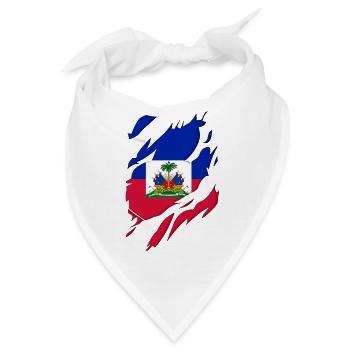 Haiti Flagge zerrissenes Motiv - Bandana - Weiß - Vorne